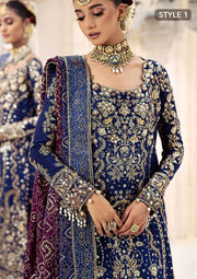 Royal Blue Pakistani Wedding Dress in Kameez Gharara Style