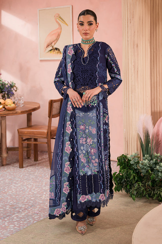 Royal Blue Shade Pakistani Salwar Kameez Net Embellished Suit