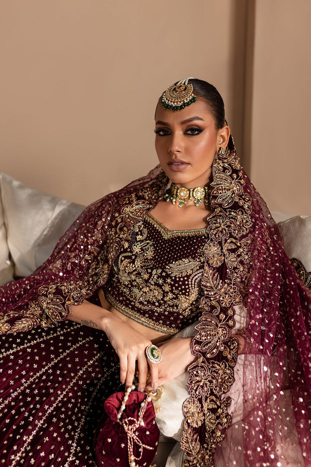 Royal Maroon Bridal Lehenga and Choli Pakistani Dress