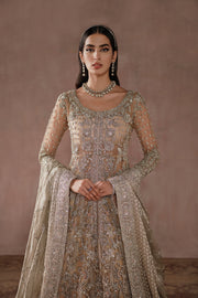 Royal Champagne Gold Pakistani Bridal Heavily Embellished Gown