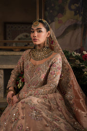 Royal Coral Embroidered Pakistani Bridal Dress Lehenga Pishwas