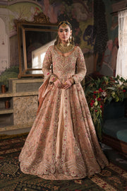 Royal Coral Peach Embroidered Pakistani Bridal Dress Lehenga Pishwas