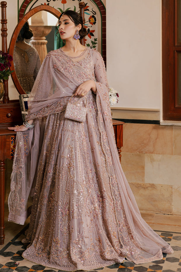 Royal Dusty Lilac Heavily embellished Pakistani Wedding Dress Maxi Frock