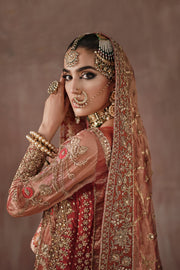 Royal Heavily Embellished Pakistani Bridal Dress Red Gold Farshi Gharara