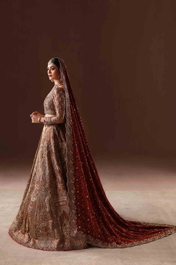 Royal Gold Embroidered Pakistani Bridal Dress Lehenga choli