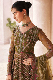 Royal Green Pakistani Wedding Dress in Pishwas Frock Style