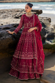 Royal Heavily Embellished Burgundy Red Pakistani Wedding Dress Frock