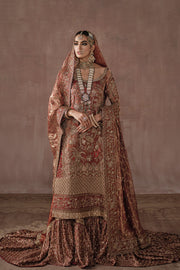 Royal Heavily Embellished Pakistani Bridal Dress Red Gold Farshi Gharara