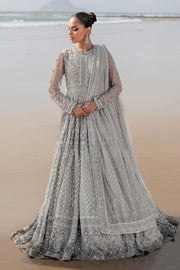 Royal Heavily Embellished Silver Pakistani Wedding Dress Pishwas Frock