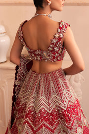 Royal Indian Bridal Dress in Red Choli and Lehenga Style