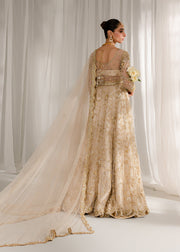 Royal Ivory Gold Embroidered Pakistani Bridal Pishwas Lehenga