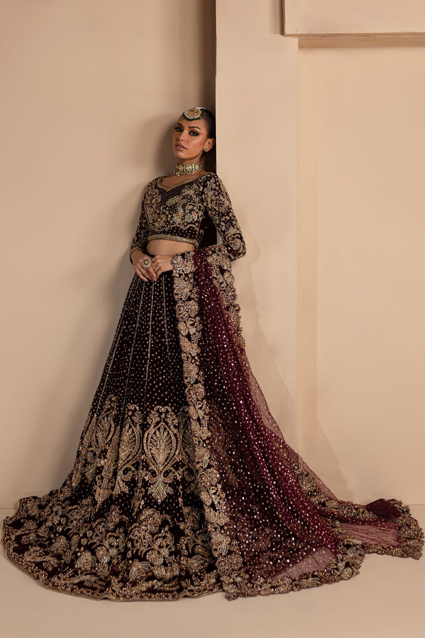 Royal Maroon Bridal Lehenga and Choli Pakistani Dress