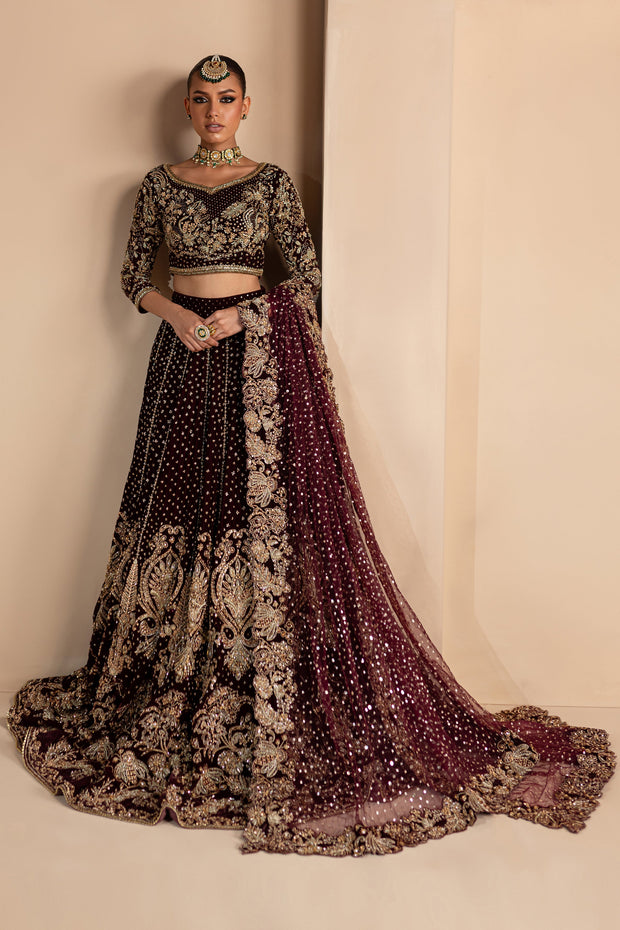 Royal Maroon Bridal Lehenga and Choli Pakistani Dress