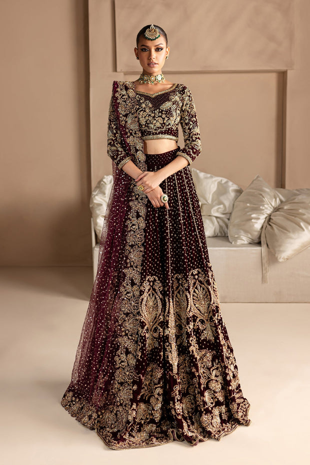 Royal Maroon Bridal Lehenga and Choli Pakistani Dress