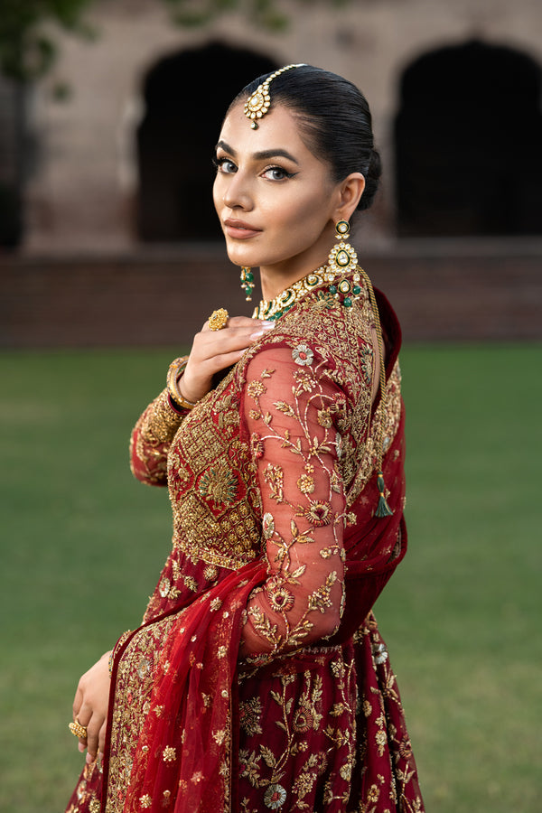 Royal Maroon Red Pishwas and Lehenga Pakistani Bridal Dress