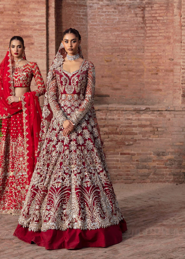 Royal Pakistani Bridal Dress in Classic Lehenga Gown Style