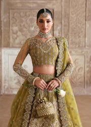 Royal Pakistani Bridal Dress in Green Choli Lehenga Style