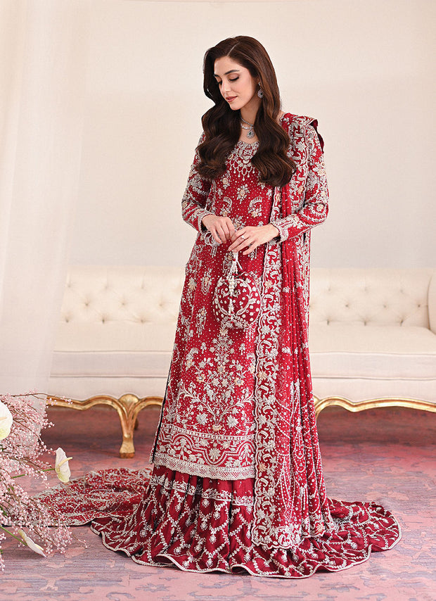 Royal Pakistani Bridal Dress in Kameez Farshi Lehenga Style