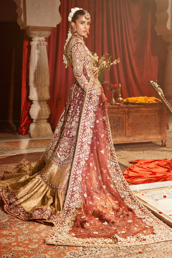 Royal Pakistani Bridal Dress in Kameez and Gharara Style