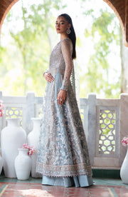 Royal Pakistani Bridal Dress in Lehenga and Open Gown Style