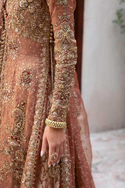 Royal Pakistani Bridal Dress in Open Kameez and Lehenga Style