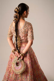 Royal Pakistani Bridal Dress in Organza Choli Lehenga Style