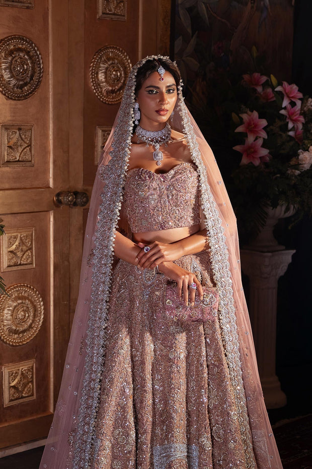 Royal Pakistani Bridal Dress in Pink Lehenga and Choli Style