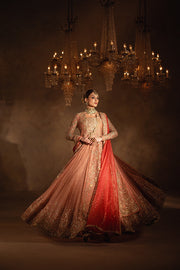 Royal Pakistani Bridal Dress in Pink Pishwas Lehenga Style