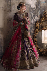 Royal Pakistani Bridal Dress in Purple Choli Lehenga Style