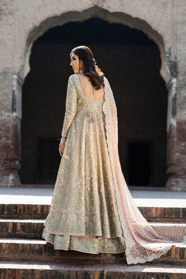 Royal Pakistani Bridal Dress in Royal Lehenga Frock Style