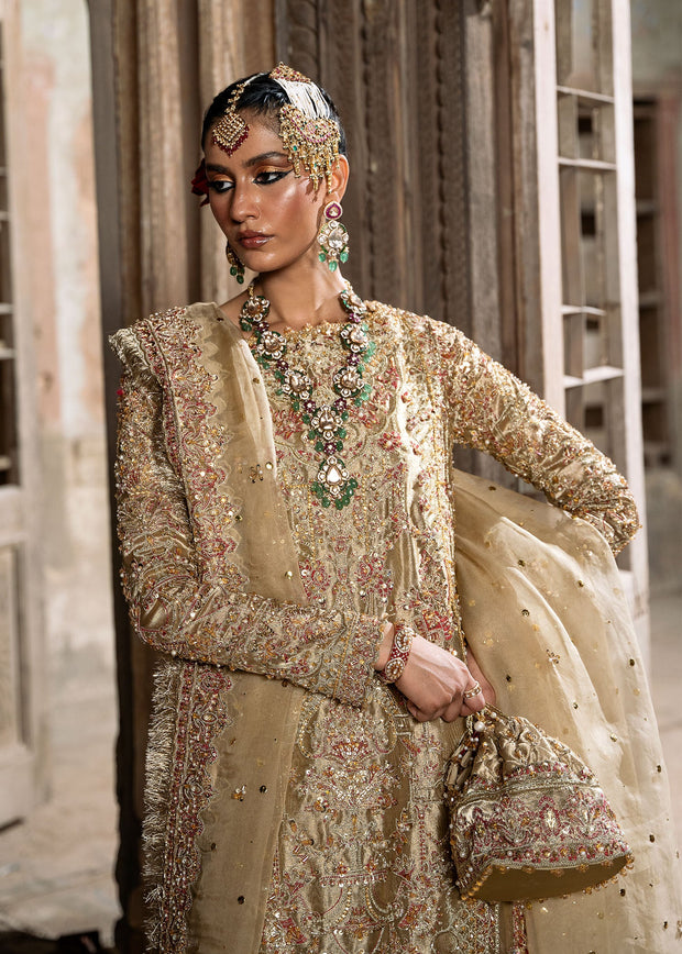 Royal Pakistani Bridal Dress in Tissue Shirt Gharara Style