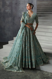 Royal Pakistani Bridal Dress in Turquoise Choli Lehenga Style