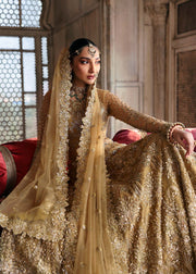 Royal Pakistani Bridal Dress in Yellow Gown Lehenga Style