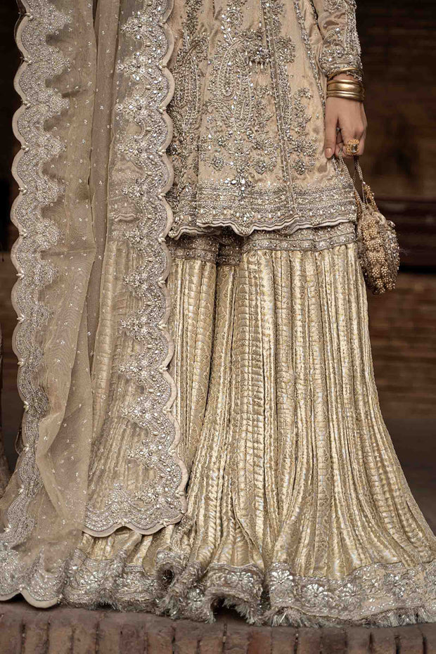 Royal Pakistani Bridal Outfit in Angrakha and Gharara Style