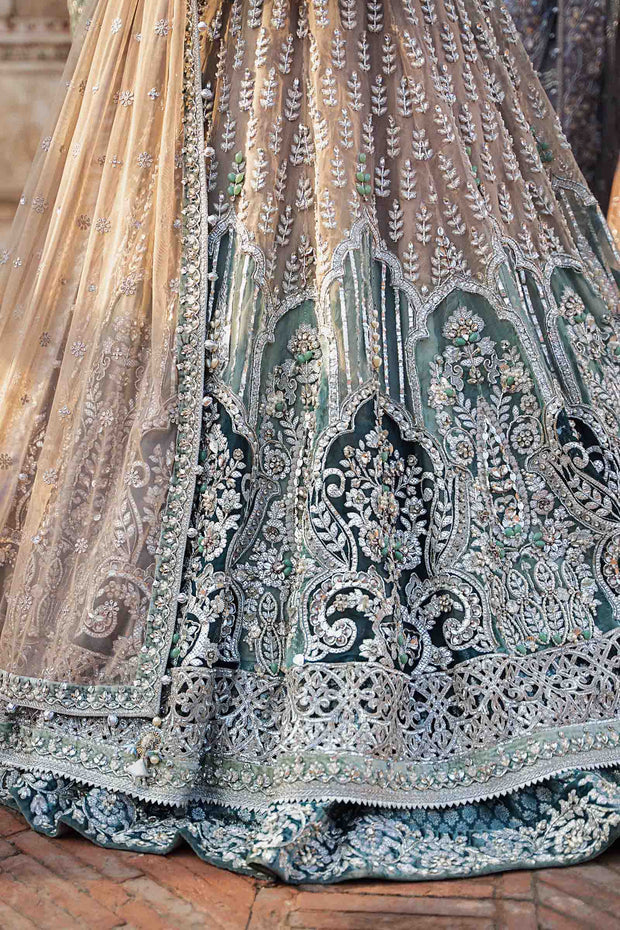 Royal Pakistani Bridal Outfit in Frock and Lehenga Style