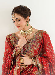 Royal Pakistani Bridal Outfit in Kameez and Lehenga Style