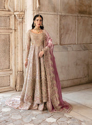 Royal Pakistani Bridal Outfit in Pishwas Frock Lehenga Style