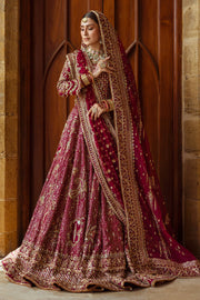 Royal Pakistani Bridal Outfit in Plum Lehenga Choli Style