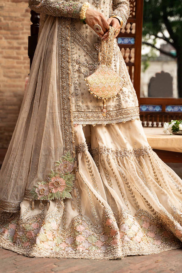 Royal Pakistani Nikkah Dress in Kameez and Gharara Style