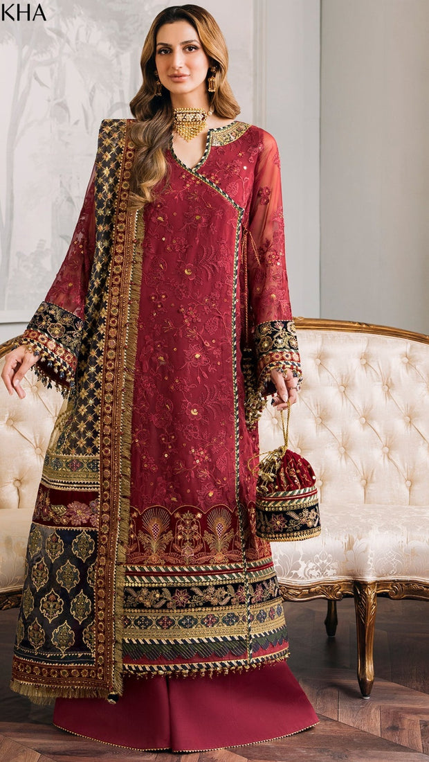 Royal Pakistani Party Dress in Chiffon Kameez Trouser Style