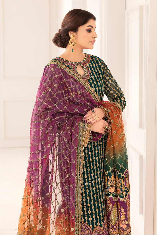 Royal Pakistani Party Dress in Kameez Sharara Dupatta Style