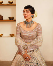 Royal Pakistani Wedding Dress in Chiffon Choli Lehenga Style