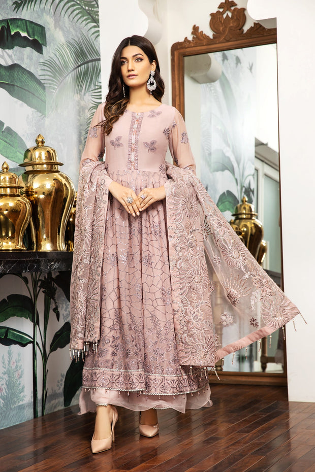 Royal Pakistani Wedding Dress Double Layered Frock Style Nameera By Farooq 8767