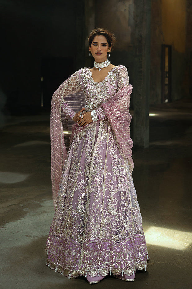 Royal Pakistani Wedding Dress in Open Pishwas Lehenga Style