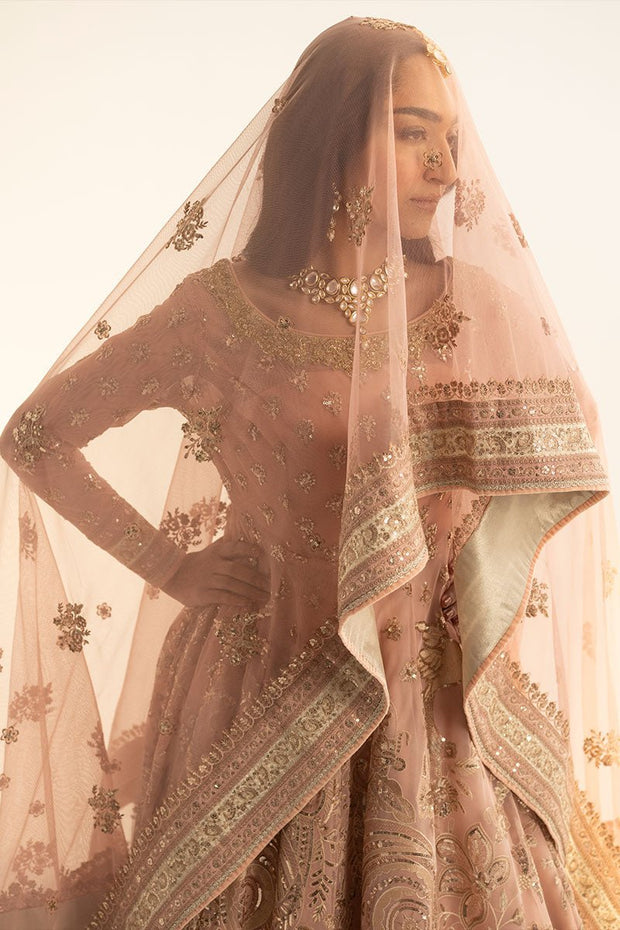 Royal Pakistani Wedding Dress in Pink Anarkali Frock Style