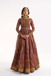 Royal Pakistani Wedding Dress in Purple Anarkali Frock Style