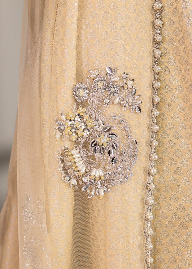 Royal Pale Yellow Pakistani Dress in Jacket Lehenga Style