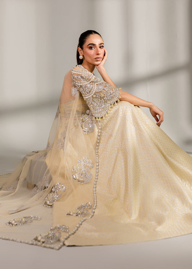 Royal Pale Yellow Pakistani Wedding Jacket Lehenga Style