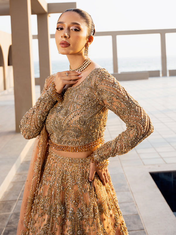 Royal Peach Lehenga Choli Pakistani Bridal Dress in Oakland