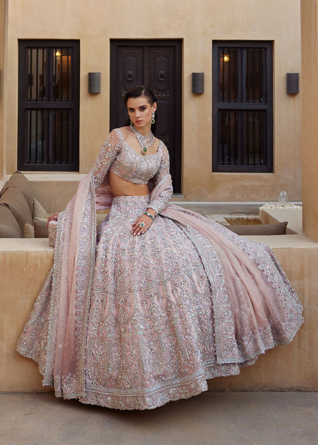 Royal Pink Lehenga Choli and Dupatta Pakistani Bridal Dress